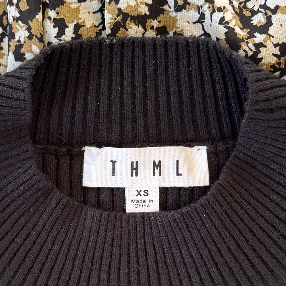 TMHL Ribbed Sweater Vest w/ Floral Balloon Sleeves & Ruffle - XS - Picture 5 of 7